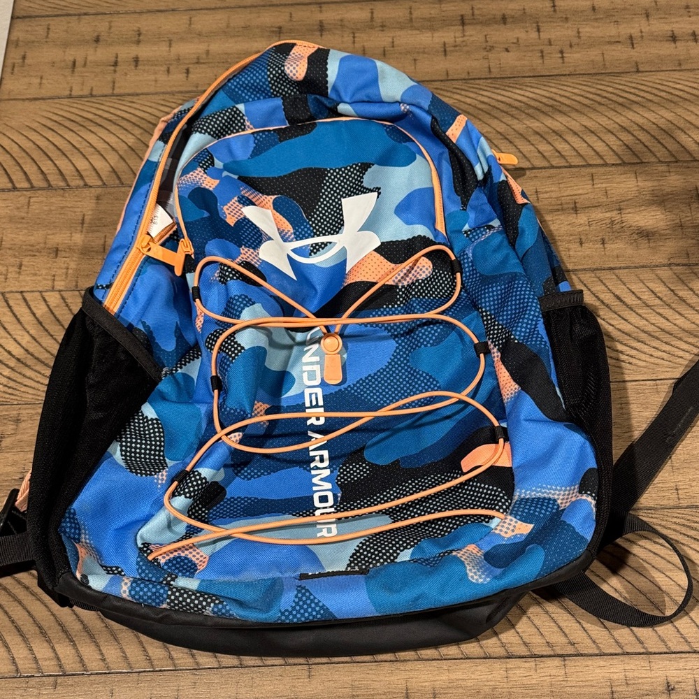 Under Armour Kids Camo Backpack in Blue and Orange